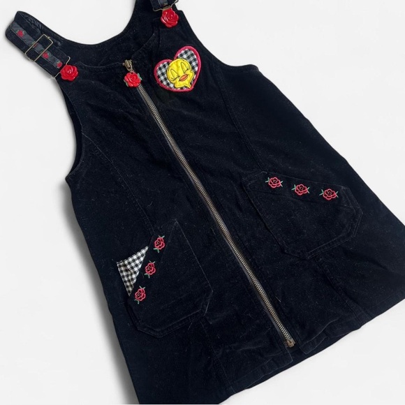 Vintage 90s Looney Tunes Tweety Bird Little Girls Jumper Dress Girls Sz 7/8 - Picture 1 of 6